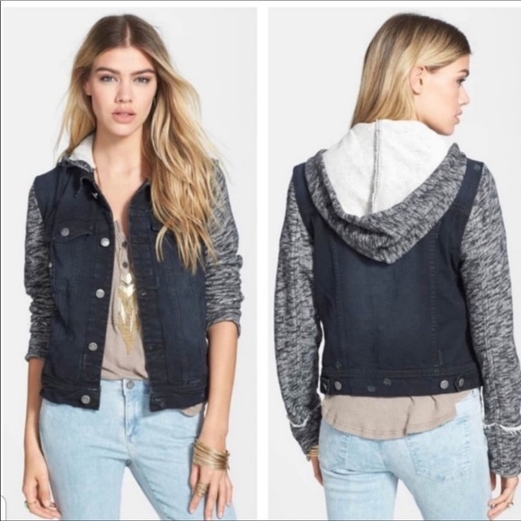 Free People Jackets & Blazers - Free People Sweatshirt Hoodie Denim Jean Jacket